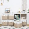 11 x 11 Inch Cube Storage Bins, 6 Pack Large Collapsible Fabric Storage Bin with Ropes, Foldable Storage Cubes for Home, Office,Closet, Clothes,...