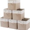 11 x 11 Inch Cube Storage Bins, 6 Pack Large Collapsible Fabric Storage Bin with Ropes, Foldable Storage Cubes for Home, Office,Closet, Clothes,...