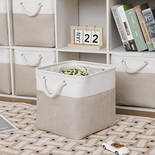 11 x 11 Inch Cube Storage Bins, 6 Pack Large Collapsible Fabric Storage Bin with Ropes, Foldable Storage Cubes for Home, Office,Closet, Clothes,... 11 x 11 Inch Cube Storage Bins, 6 Pack Large Collapsible Fabric Storage Bin with Ropes, Foldable Storage Cubes for Home, Office,Closet, Clothes,...