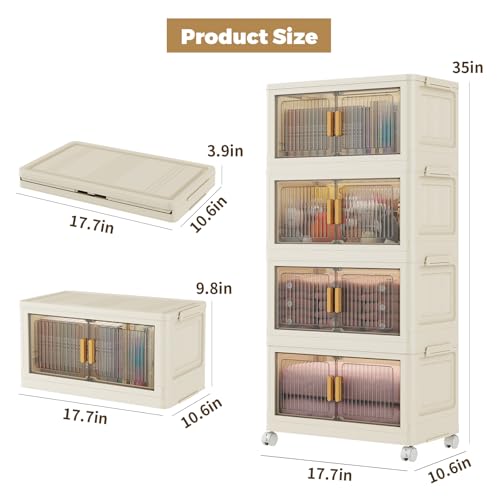 28 Qt Plastic Storage Bins with Lid, Collapsible Closet Organizer and Storage Drawers, Stackable Storage Containers with Wheels, Clothes Storage... 28 Qt Plastic Storage Bins with Lid, Collapsible Closet Organizer and Storage Drawers, Stackable Storage Containers with Wheels, Clothes Storage...