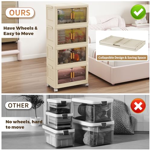 28 Qt Plastic Storage Bins with Lid, Collapsible Closet Organizer and Storage Drawers, Stackable Storage Containers with Wheels, Clothes Storage... 28 Qt Plastic Storage Bins with Lid, Collapsible Closet Organizer and Storage Drawers, Stackable Storage Containers with Wheels, Clothes Storage...