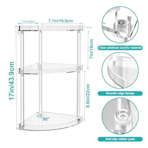 3 Tier Acrylic Bathroom Counter Organizer and Storage Clear Corner Bathroom Countertop Organizer, 3 Tier Corner Storage Shelf Vanity Trays, Home...