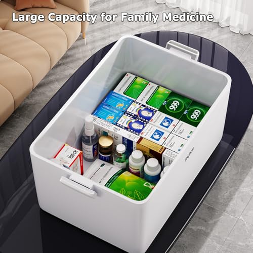 3-Tier Medicine Cabinet Organizer with Leather Handle, Empty Plastic First Aid Kit, Multipurpose Storage Box with A Portable Weekly Pill Organizer... 3-Tier Medicine Cabinet Organizer with Leather Handle, Empty Plastic First Aid Kit, Multipurpose Storage Box with A Portable Weekly Pill Organizer...
