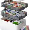 3-Tier Medicine Cabinet Organizer with Leather Handle, Empty Plastic First Aid Kit, Multipurpose Storage Box with A Portable Weekly Pill Organizer...
