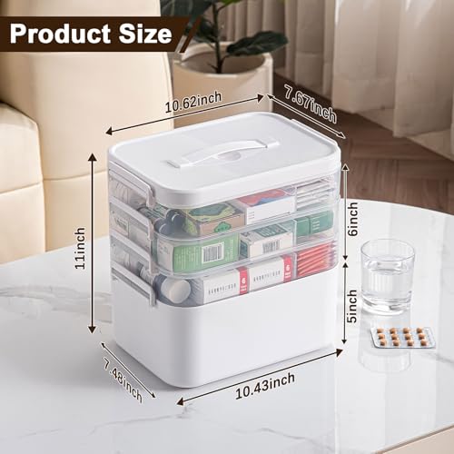 4-Tier Portable Medicine Cabinet Organizer, Large Medicine Storage Box with Handle, Plastic First Aid Box Empty, Multipurpose Medical Supply... 4-Tier Portable Medicine Cabinet Organizer, Large Medicine Storage Box with Handle, Plastic First Aid Box Empty, Multipurpose Medical Supply...