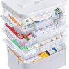 4-Tier Portable Medicine Cabinet Organizer, Large Medicine Storage Box with Handle, Plastic First Aid Box Empty, Multipurpose Medical Supply...