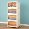 4 Tier Stackable Plastic Storage Bins with Lid and Wheels - 23 QT Closet Organizers and Storage, Foldable Storage Containers, Organization and...