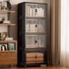 50QT Plastic Storage Bins with lids, Stackable Collapsible Storage Containers with Wheels, Closet Organizer and Storage Drawers, Clothes Storage...