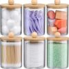 6-Pack Bamboo Qtip Holders - Bathroom Storage for Cotton Balls, Swabs, Pads, Floss
