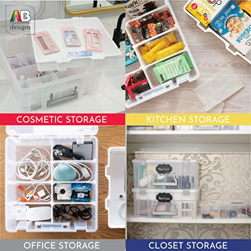 AB Designs 6899ABD Super Satchel Double Deep with Lift-Out Tray and Removable Dividers, Stackable Home Storage Organization Container, Clear with...