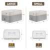 BALEINE 3 Pack Fabric Storage Bins for Shelves, Linen Storage Baskets for Organizing, Decorative Closet Bins for Clothes, Home (Grey, 15"x11"x9.5")