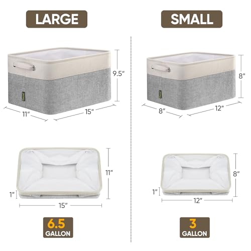 BALEINE 3 Pack Fabric Storage Bins for Shelves, Linen Storage Baskets for Organizing, Decorative Closet Bins for Clothes, Home (Grey, 15"x11"x9.5") BALEINE 3 Pack Fabric Storage Bins for Shelves, Linen Storage Baskets for Organizing, Decorative Closet Bins for Clothes, Home (Grey, 15"x11"x9.5")