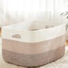 Blanket Basket,Rectangle Woven Baskets for Storage,65L Laundry Basket for Decorative Nursery Blanket,Toys,Dirty Clothes and Magazine in...