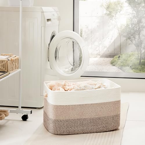 Blanket Basket,Rectangle Woven Baskets for Storage,65L Laundry Basket for Decorative Nursery Blanket,Toys,Dirty Clothes and Magazine in...