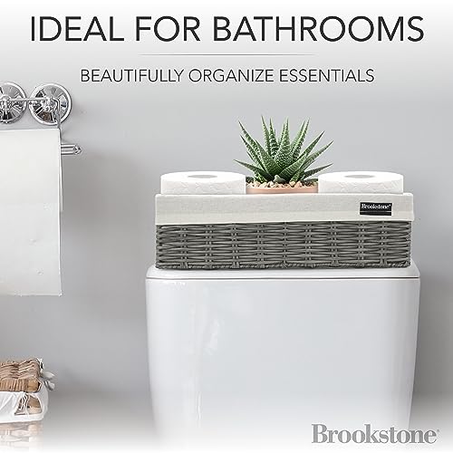 BROOKSTONE [2 PACK SET] Wicker Storage Basket, Boho Organization and Storage Container, Decorative Shelf Bin, Over the Toilet Paper Reserve,...
