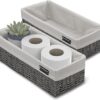 BROOKSTONE [2 PACK SET] Wicker Storage Basket, Boho Organization and Storage Container, Decorative Shelf Bin, Over the Toilet Paper Reserve,...