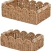 CubesLand Paper Rope Scalloped Edge Decor Baskets for Home, Living Room, Bedroom, Toilet Basket for Over Toilet Storage Shelf, End Table, Shelves...