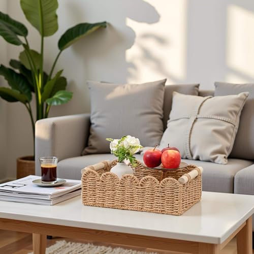 CubesLand Paper Rope Scalloped Edge Toilet Paper Storage Basket, Small Living Room, Bedroom Decor Baskets for Over Toilet Storage Shelf, End Table,... CubesLand Paper Rope Scalloped Edge Toilet Paper Storage Basket, Small Living Room, Bedroom Decor Baskets for Over Toilet Storage Shelf, End Table,...