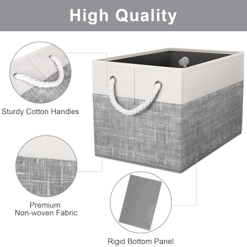 Fab totes Storage Bins [3-Pack], Foldable Storage Baskets for Organizing Toys, Books, Shelves, Closet, Large Storage Box with Rope Handles, Sturdy...