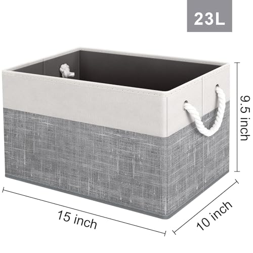 Fab totes Storage Bins [3-Pack], Foldable Storage Baskets for Organizing Toys, Books, Shelves, Closet, Large Storage Box with Rope Handles, Sturdy...