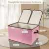 Foldable Fabric Storage Box with Double-Lid & Dividers, Large Organizer for Home, Closet, Office(Pink)