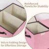 Foldable Fabric Storage Box with Double-Lid & Dividers, Large Organizer for Home, Closet, Office(Pink)