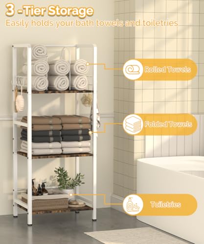 Free Standing Towel Racks for Bathroom with U-Shaped Detachable Dividers, 3-Tier Floor Towels Holder Stand with Shelf & 8 S-Hooks, Metal Pool Towel... Free Standing Towel Racks for Bathroom with U-Shaped Detachable Dividers, 3-Tier Floor Towels Holder Stand with Shelf & 8 S-Hooks, Metal Pool Towel...