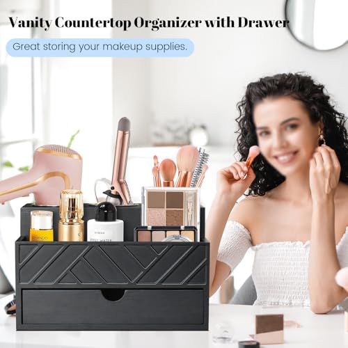 Hair Tool Organizer, Hair Dryer Holder with Drawer, Bathroom Countertop Organizer for Bathroom Accessories, Blow Dryer Organizer for Hair Styling...