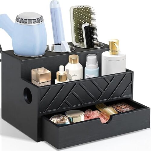Hair Tool Organizer, Hair Dryer Holder with Drawer, Bathroom Countertop Organizer for Bathroom Accessories, Blow Dryer Organizer for Hair Styling...
