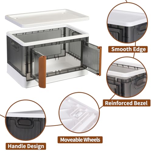 HAIXIN Closet Organizers and Storage - Trunk Car Organizer with Lids and Doors, Dorm Room Essentials, 8.4 Gal Collapsible Stackable Storage Bins,...