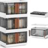 HAIXIN Closet Organizers and Storage - Trunk Car Organizer with Lids and Doors, Dorm Room Essentials, 8.4 Gal Collapsible Stackable Storage Bins,...