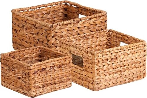 Honey-Can-Do Natural Wicker Storage Baskets, Perfect For Organizing, Storage, and Gifts, Multi-size 3-Pack Nesting Baskets for Home Organization...