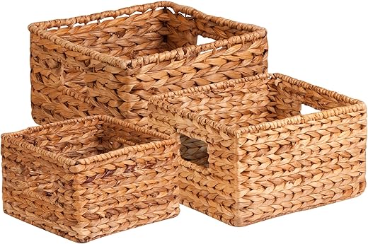 Honey-Can-Do Natural Wicker Storage Baskets, Perfect For Organizing, Storage, and Gifts, Multi-size 3-Pack Nesting Baskets for Home Organization...