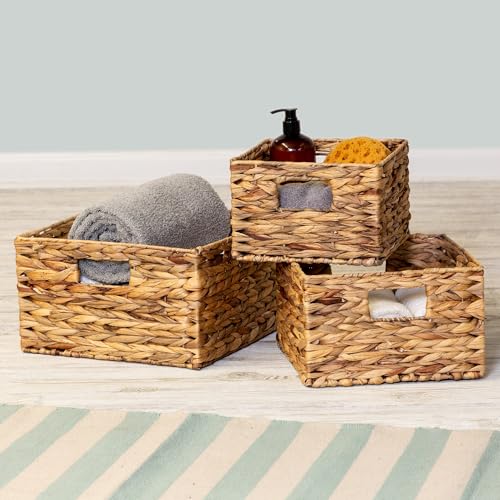 Honey-Can-Do Natural Wicker Storage Baskets, Perfect For Organizing, Storage, and Gifts, Multi-size 3-Pack Nesting Baskets for Home Organization...