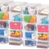 IRIS USA 20-Pack Storage Bins with Lids, 6 Quart, Shoe Boxes Clear Stackable Containers Organize Shoes Closet Shelves, Classroom Organization...
