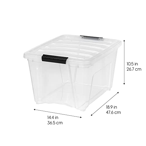 IRIS USA 32 Qt Stackable Plastic Storage Bins with Lids, 4 Pack - BPA-Free, Made in USA - See-Through Organizing Solution, Latches, Durable...