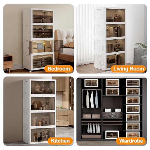 JOYMOOP 198 Qt Stackable Storage Bins with Lids, Closet Organizers and Plastic Storage Drawers for Home, 3 Pack Cubes