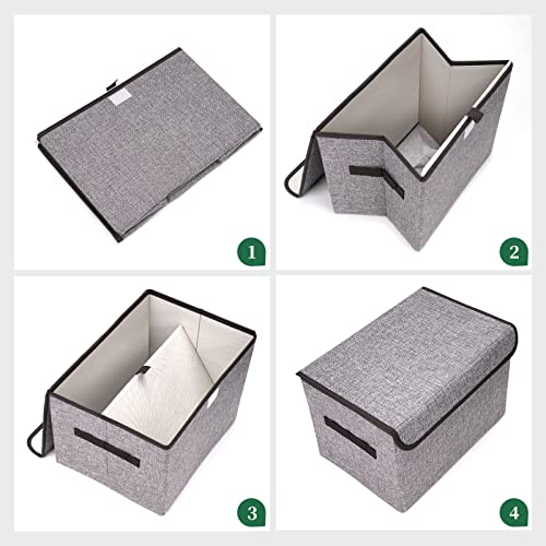 Large 22 Quart Linen Fabric Foldable Storage Bin Cube Organizer Basket with Flip-Top Lid & Handles, Clothes Blanket Box for Home, Office, Closet,... Large 22 Quart Linen Fabric Foldable Storage Bin Cube Organizer Basket with Flip-Top Lid & Handles, Clothes Blanket Box for Home, Office, Closet,...