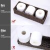 [Larger Compartments] Toilet Tank Topper Paper Basket - Multiuse Hand Woven Plastic Wicker Basket with Divider for Organizing, Rustic Farmhouse...