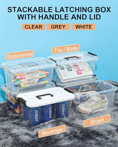 NUMIFUN Plastic Storage Bins with Lids 6 Pack Storage Organizer, 7 Quart Stackable Storage Bins with Buckle Lids and Handle easy for Home Office... NUMIFUN Plastic Storage Bins with Lids 6 Pack Storage Organizer, 7 Quart Stackable Storage Bins with Buckle Lids and Handle easy for Home Office...
