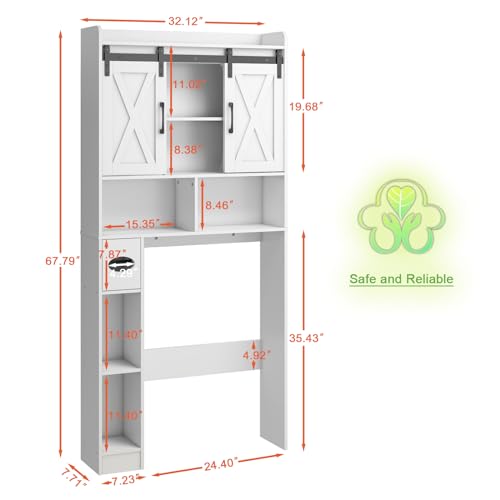 Over The Toilet Storage Cabinet, Farmhouse Storage Cabinet Over Toilet with Sliding Doors,Home Space-Saving Toilet Rack, for Bathroom, Restroom,... Over The Toilet Storage Cabinet, Farmhouse Storage Cabinet Over Toilet with Sliding Doors,Home Space-Saving Toilet Rack, for Bathroom, Restroom,...