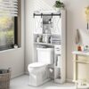 Over The Toilet Storage Cabinet, Farmhouse Storage Cabinet Over Toilet with Sliding Doors，Home Space-Saving Toilet Rack, for Bathroom, Restroom,...