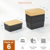 Plastic Storage Baskets With Bamboo Lid - Plastic Storage Containers Stackable Storage bins: Storage Baskets for Organizing Shelves Drawers Desktop...