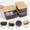 Plastic Storage Baskets With Bamboo Lid - Plastic Storage Containers Stackable Storage bins: Storage Baskets for Organizing Shelves Drawers Desktop...