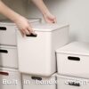 Plastic Storage Baskets With Lid Organizing Container Lidded Knit Storage Organizer Bins for Shelves Drawers Desktop Closet Playroom Classroom...