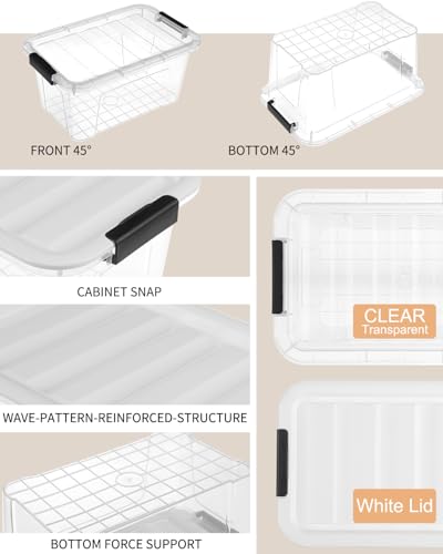 Plastic Storage Bins with Lids 6 Pack, 7 Quart Storage Containers With Black Buckle Latch, Stackable Storage Organizers for Home Pantry Office... Plastic Storage Bins with Lids 6 Pack, 7 Quart Storage Containers With Black Buckle Latch, Stackable Storage Organizers for Home Pantry Office...