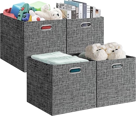 Posprica 13x15x13in Collapsible Storage Bins, Fabric Foldable Cube Storage Boxes, Decorative Storage Baskets Organizer for IKEA Kallax, Shelves,...
