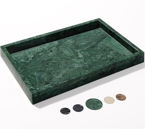 Real Natural Marble Tray for Bathroom, Genuine Marble Stone Vanity Tray, Luxury Storage Trays for Kitchen, Vanity, Home Decor, Dresser,...