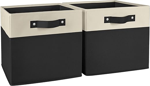 RiverRidge Kids storage bins - 10.5 Cube Storage Organizer with Handles – Black Two-Tone closet organizers and storage for Toys, Shoes & More -...