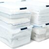 Rubbermaid Cleverstore 95 Qt Clear Storage Bins with Latching Lids, 4-Pack, Stackable, BPA-Free, Made in USA